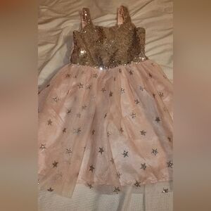 Pink cat & Jack Star Design Sequins tutu dress Stars M